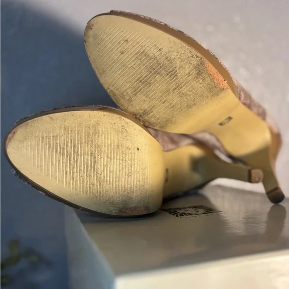 Anne Klein Snake Print Peep Toe Heels - Tan - Picture 6 of 8